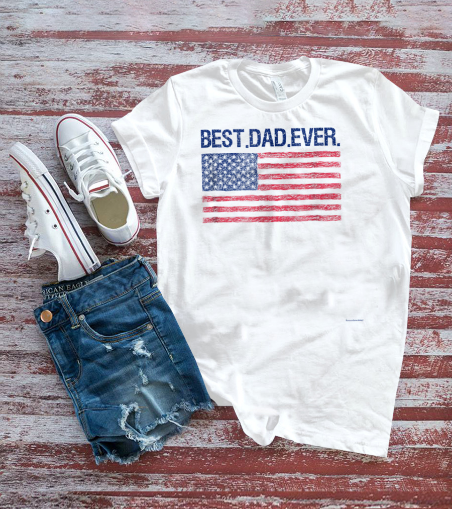 Best Dad Ever Cool Premium American Flag T-Shirt