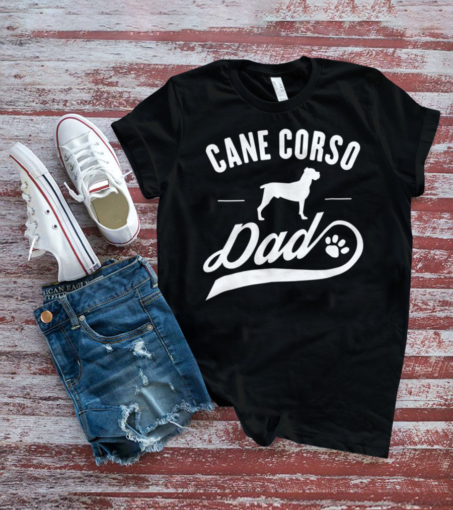 Cane Corso Dad Silhouette With Paw Prints T-Shirt