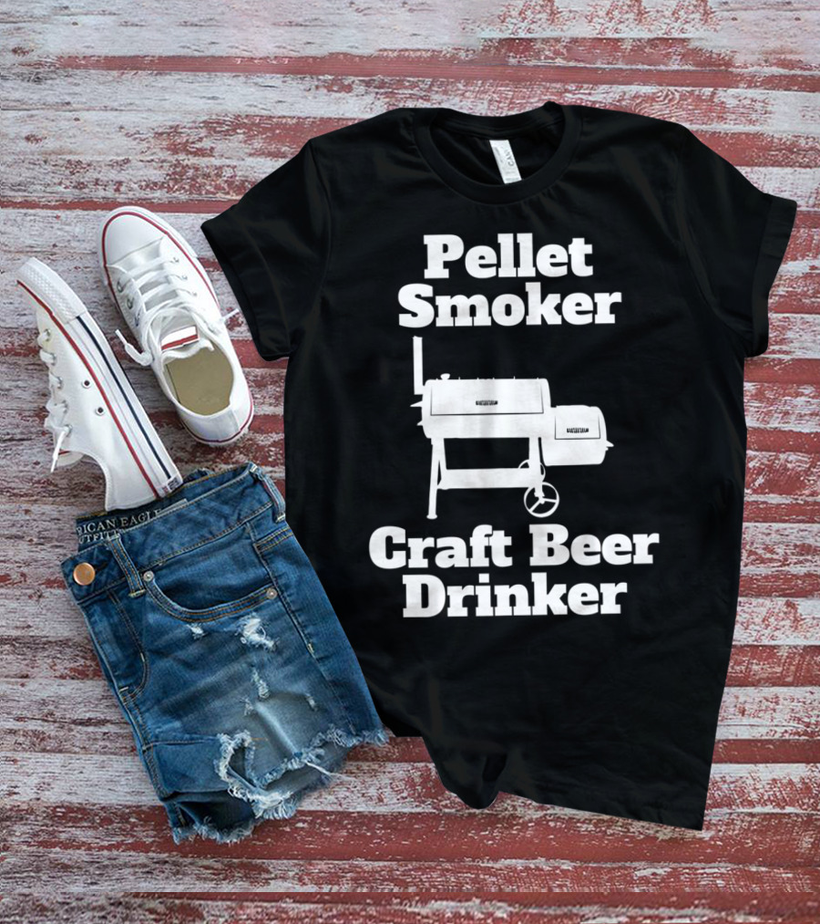 Pellet Smoker Craft Beer Drinker Dad92 BBQ Grill T-Shirt