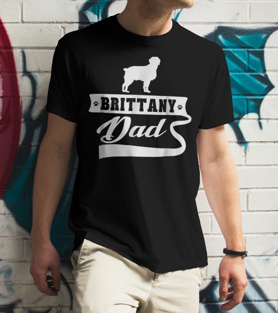 Brittany Dad Dog Lover Mens Canine Animal Owner T-Shirt