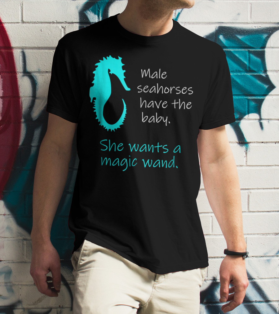 Male Seahorses Have The Baby She Wants A Magic Wand Dad To Be Maternity Tee96 T-Shirt