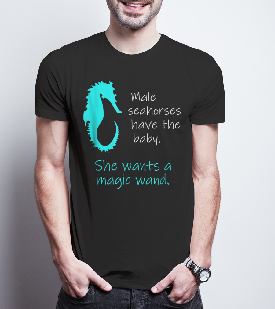 Male Seahorses Have The Baby She Wants A Magic Wand Dad To Be Maternity Tee96 T-Shirt