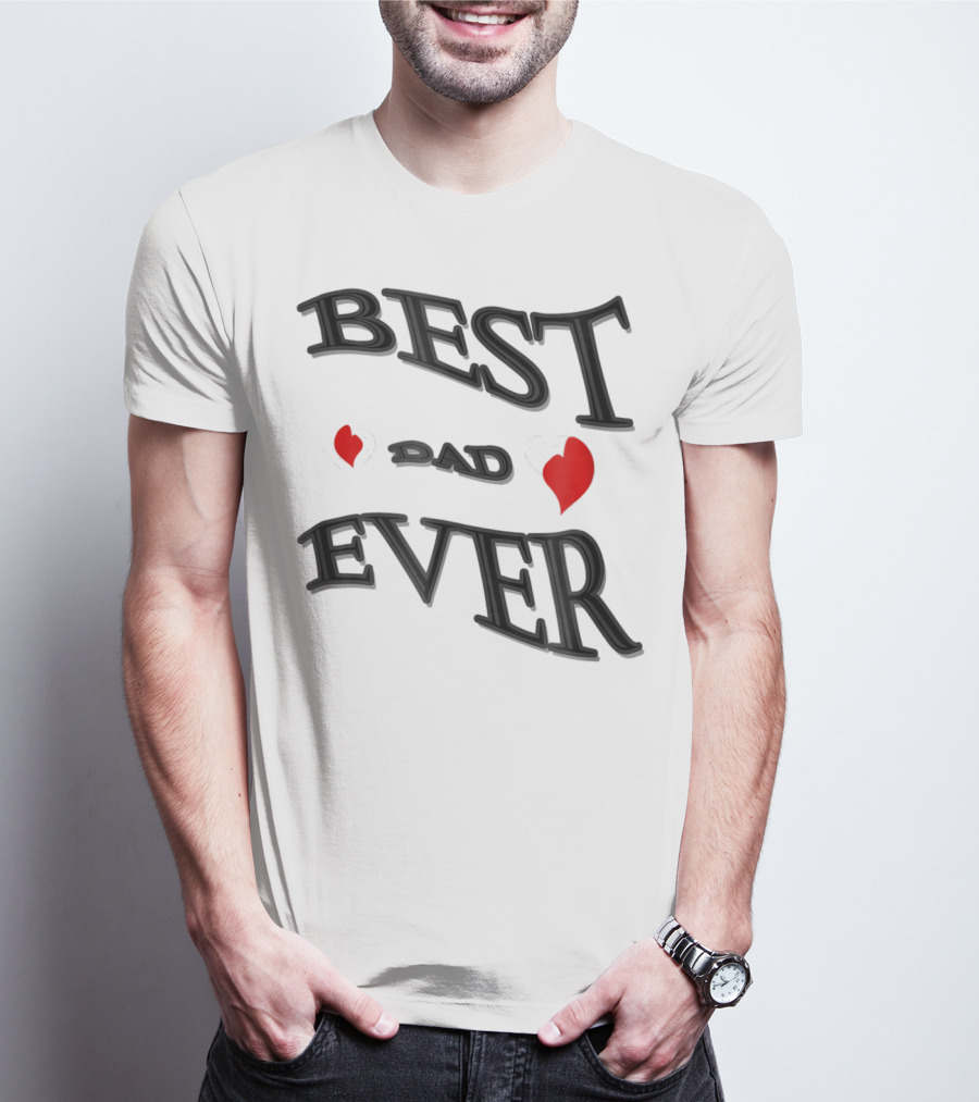 BEST DAD EVER Heart Design Bonus Sticker28 T-Shirt