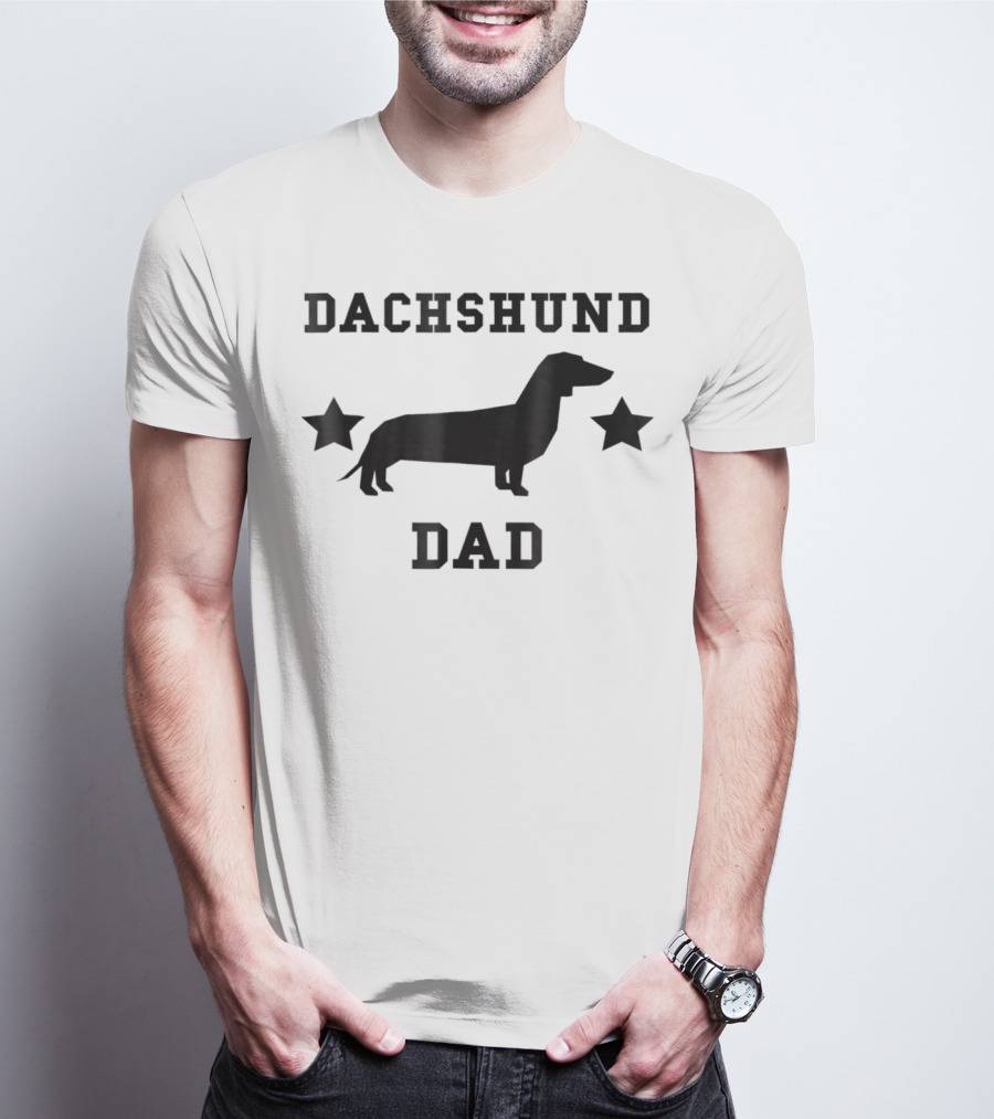 Dachshund Dad Womens Speckled Silhouette Stars T-Shirt