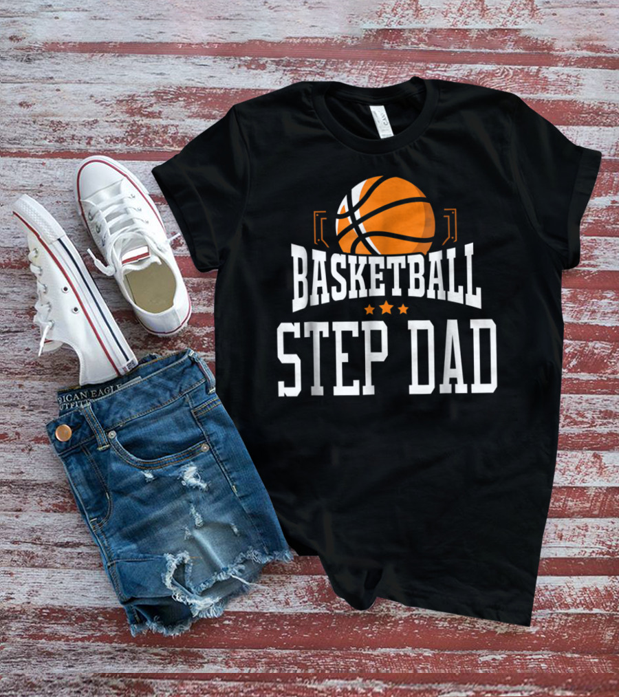 Basketball Step Dad Hoop Sport Basketball Graphic With Stars T-Shirt