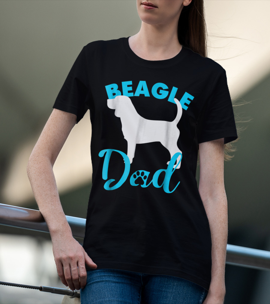BEAGLE DAD Dog Silhouette Paw Prints T-Shirt