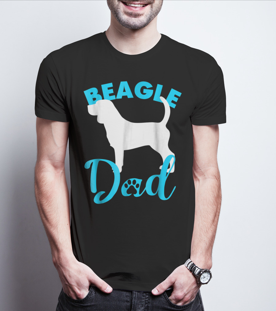 BEAGLE DAD Dog Silhouette Paw Prints T-Shirt