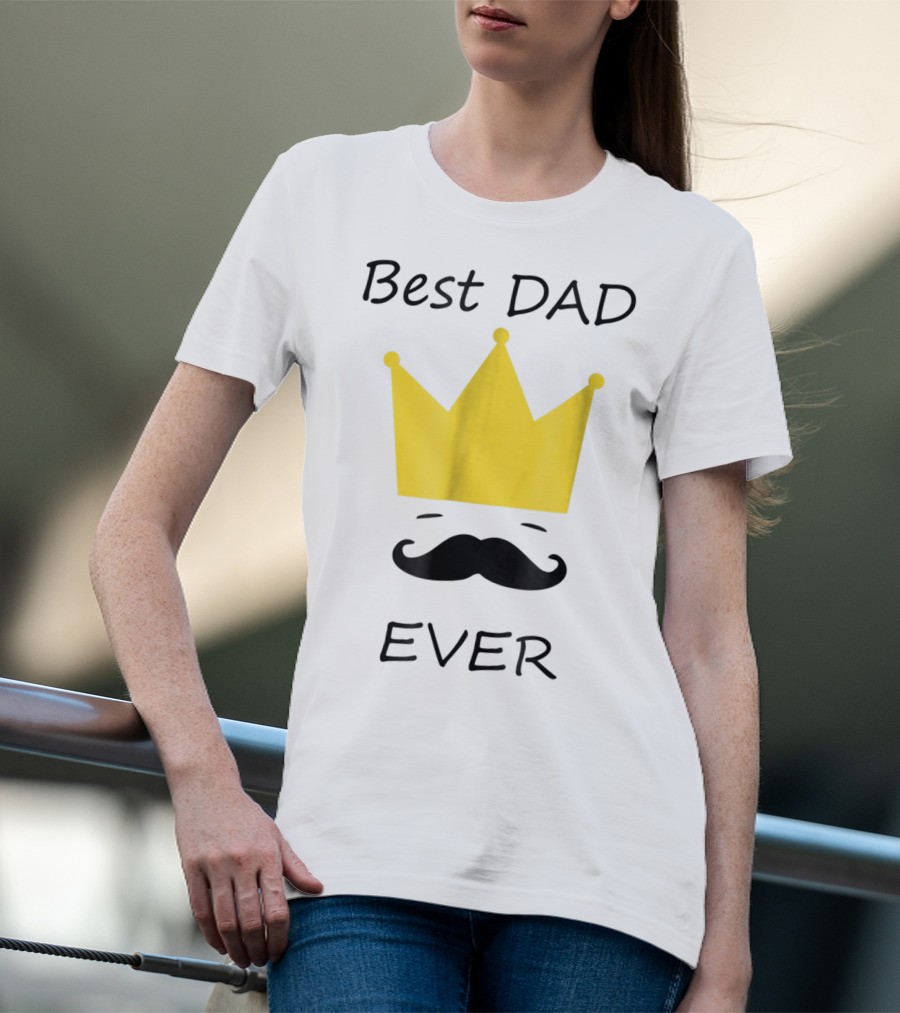 Best Dad Ever Yellow Crown Mustache T-Shirt