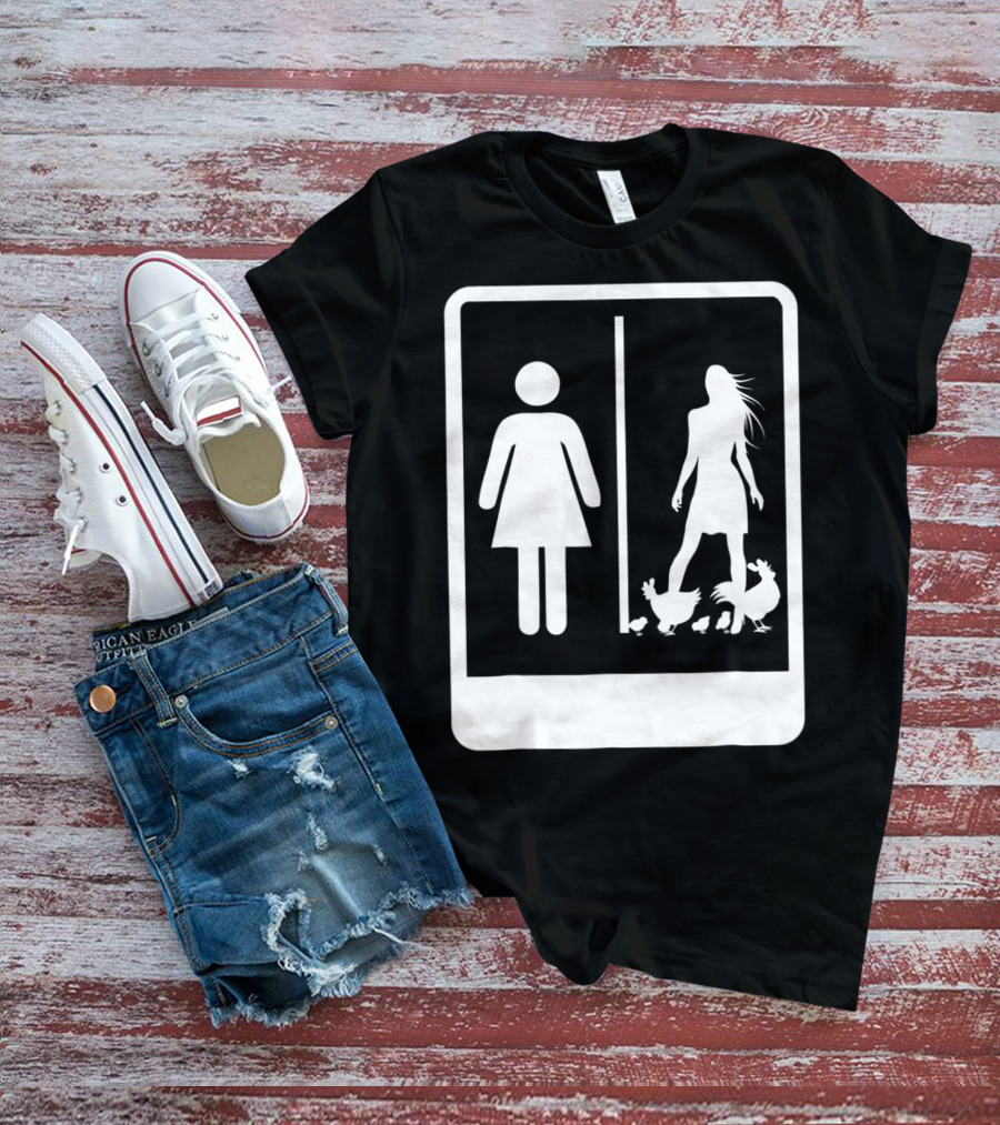 Chicken Dad Funny Rooster My Wife Farmers43 Silhouette Duo With Chickens T-Shirt