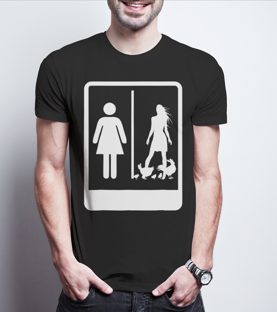 Chicken Dad Funny Rooster My Wife Farmers43 Silhouette Duo With Chickens T-Shirt