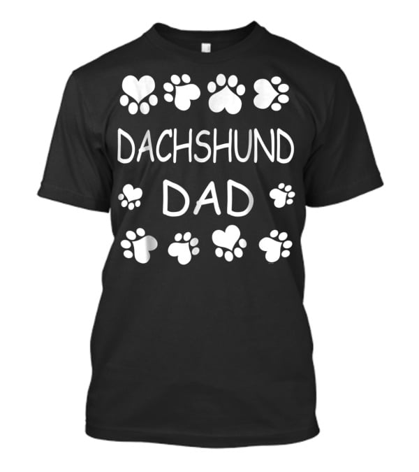 Dachshund Dad Paw And Heart Design For Christmas Birthday T-Shirt