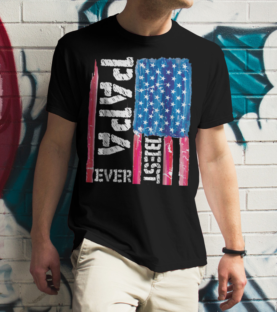 Best Papa Ever Distressed American Flag T-Shirt