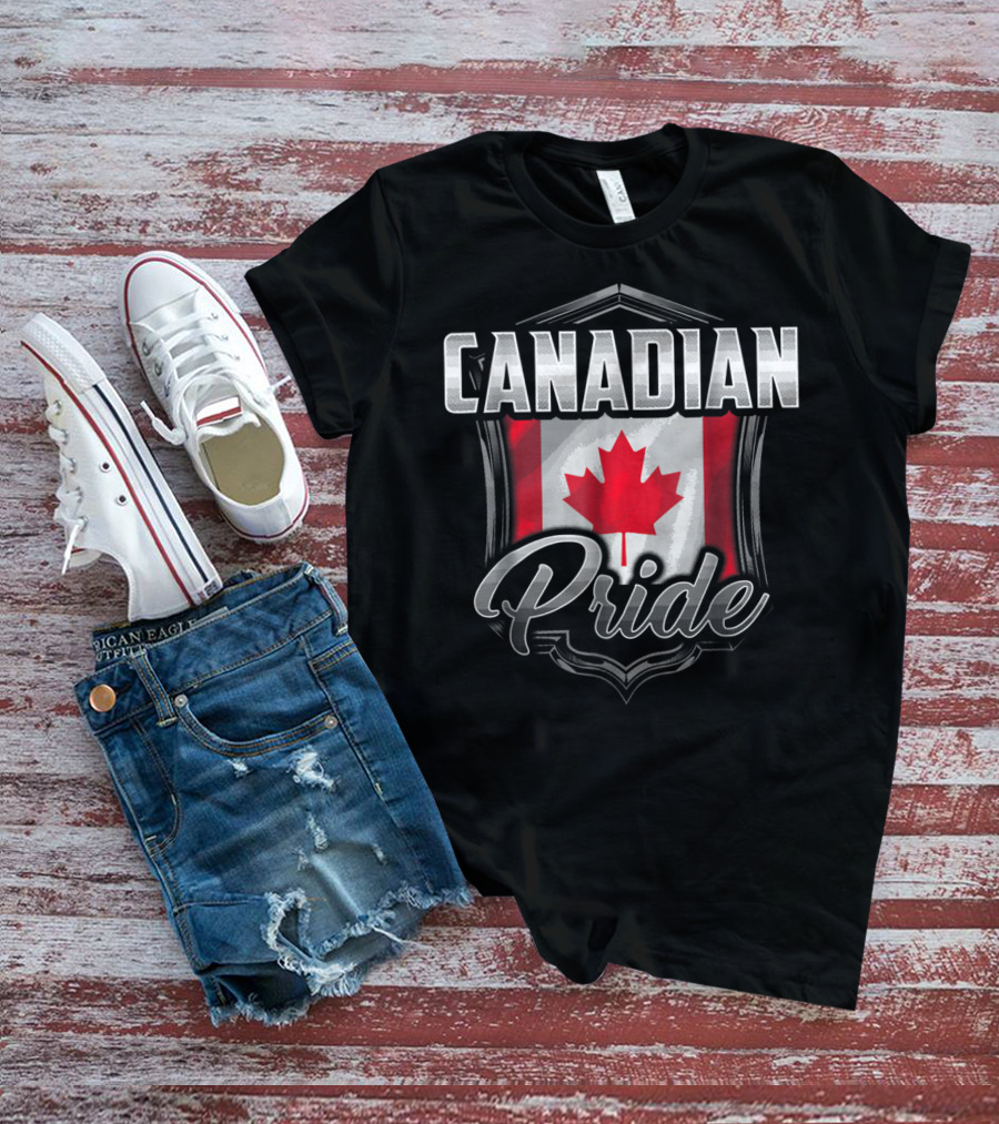 Canadian Pride Dad Family Heritage Roots90 Maple Leaf Shield T-Shirt
