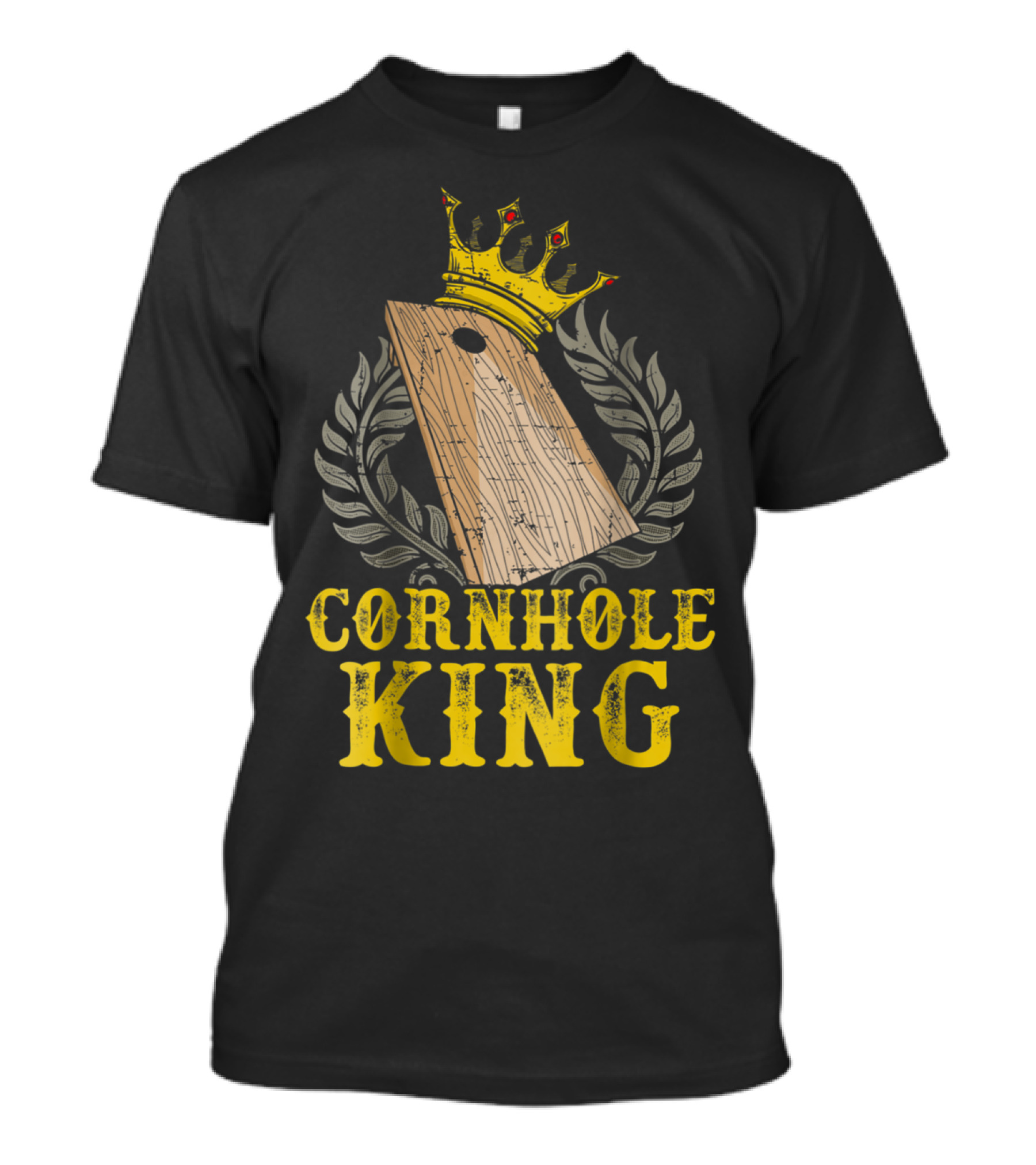 Cornhole King Bean Bag Game Summer Dad Papa18 Crown Laurel Wreath T-Shirt