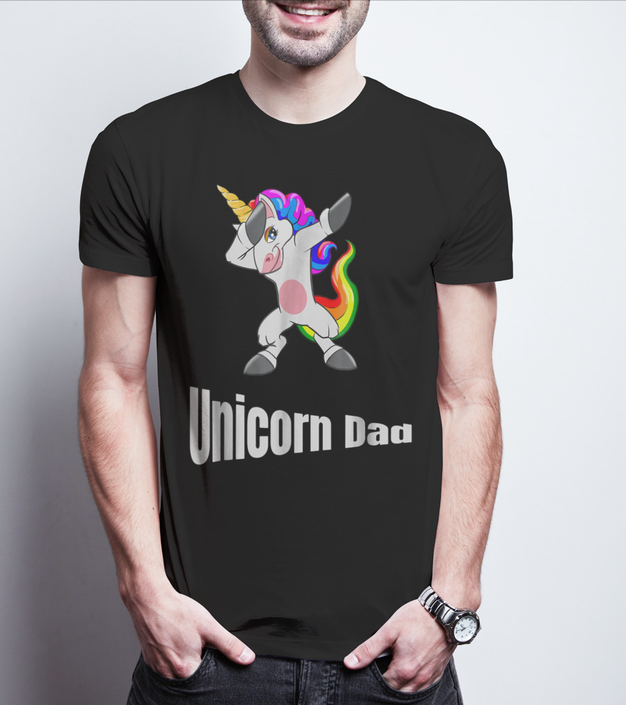 Dabbing Unicorn Dad Rainbow Birthday T-Shirt