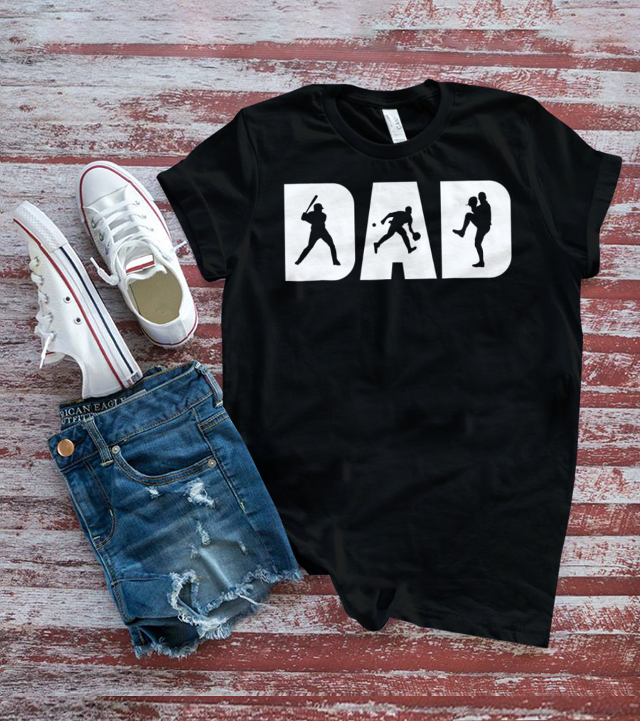 Dad Baseball Silhouettes Father's Birthday T-Shirt