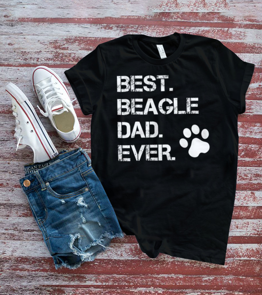 Best Beagle Dad Ever Dog Animal Lover Paw Prints T-Shirt