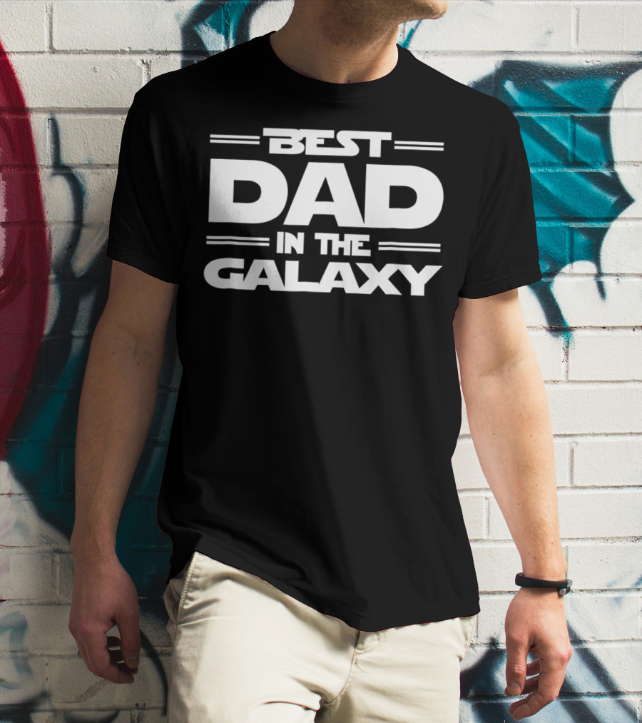 Best Dad In The Galaxy Funny SciFi 90s T-Shirt