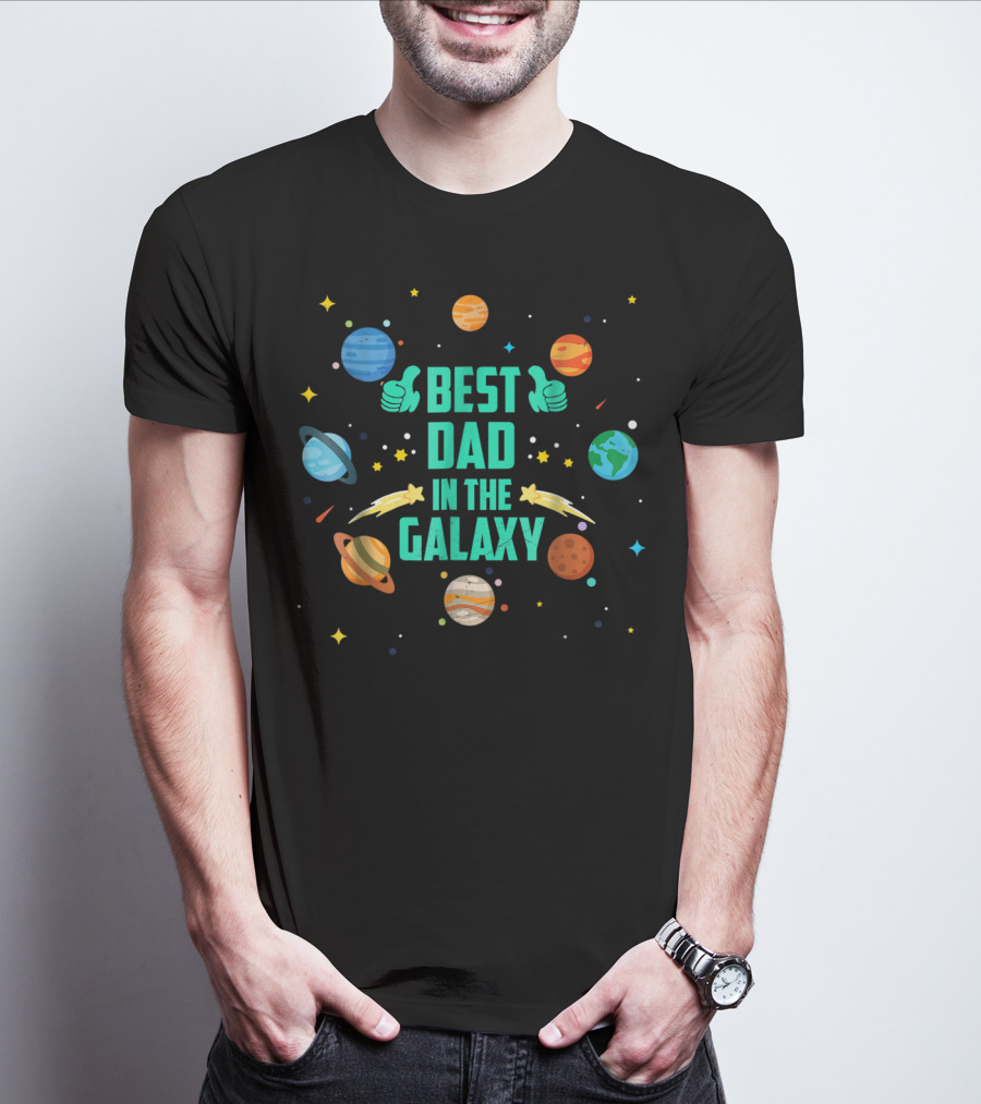 Best Dad In The Galaxy Planets And Stars T-Shirt