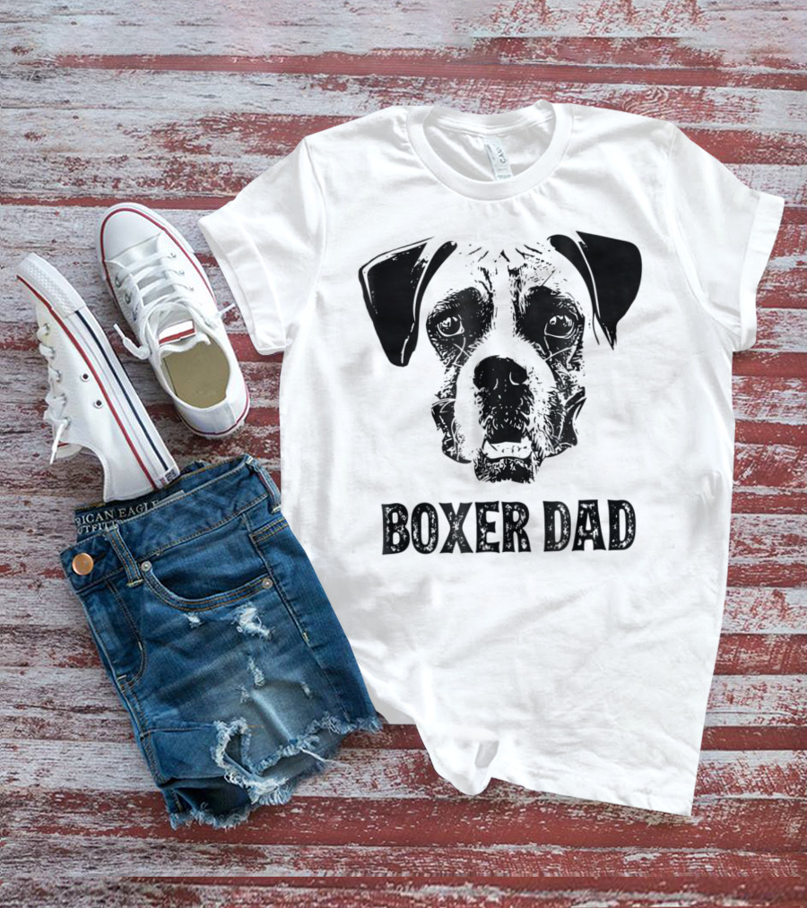 Boxer Dog Dad Boxer Dad Face T-Shirt
