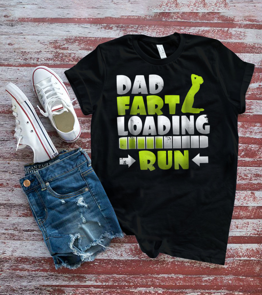 Dad Fart Loading Run Progress Bar Silhouette Arrows T-Shirt