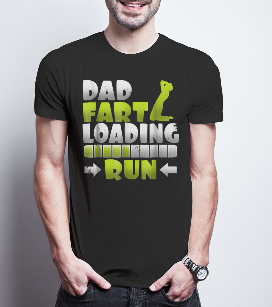 Dad Fart Loading Run Progress Bar Silhouette Arrows T-Shirt