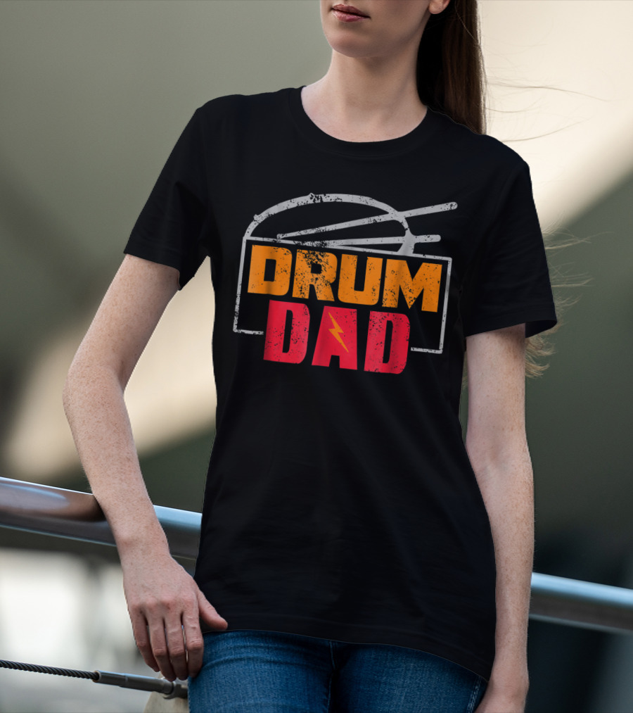 Distressed Drum Drum Dad Drumming Sticks Electric Bolt T-Shirt