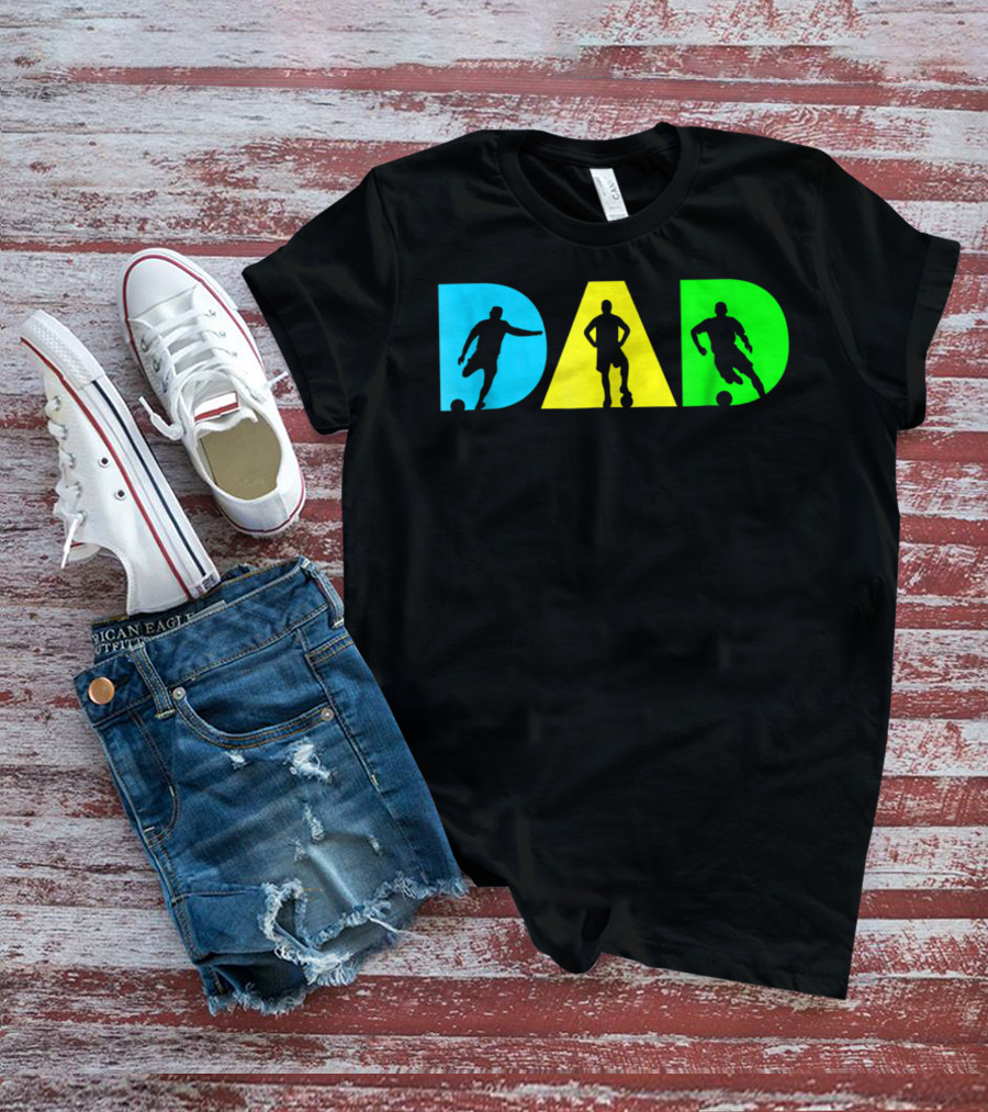 Dad Silhouettes Soccer Graphic For New Father Funny Dad Soccer T-Shirt