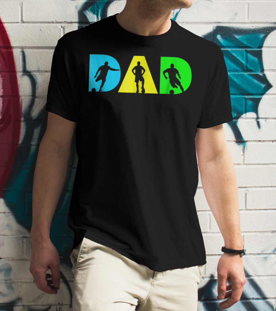 Dad Silhouettes Soccer Graphic For New Father Funny Dad Soccer T-Shirt