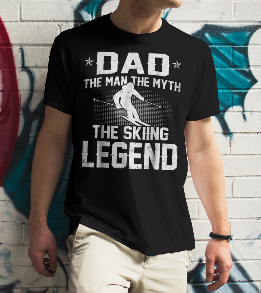 Dad The Man The Myth The Skiing Legend Ski Motif With Stars T-Shirt
