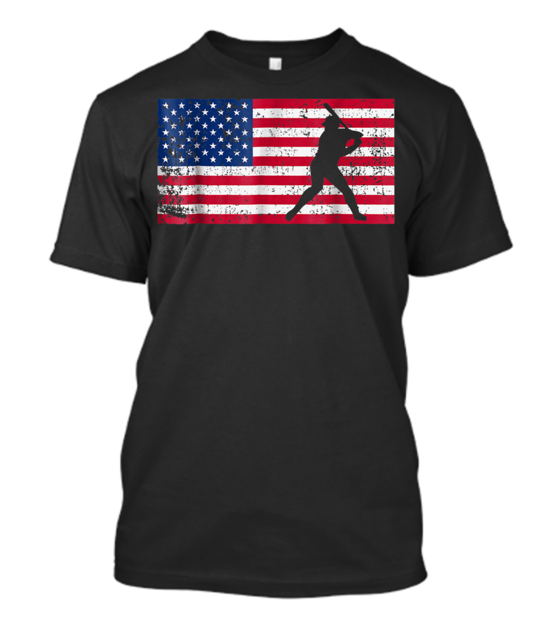 American Flag Vintage Baseball Silhouette T-Shirt