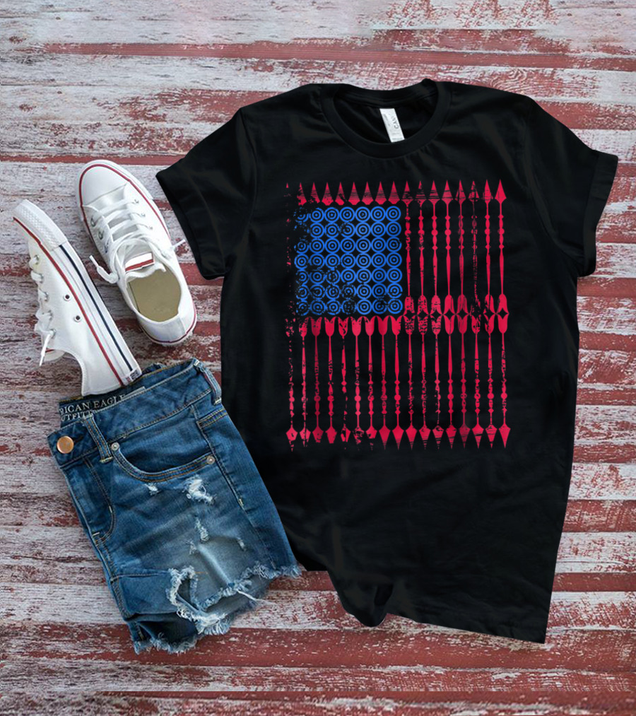 Archery Arrows American Flag Vintage Mom Dad T-Shirt