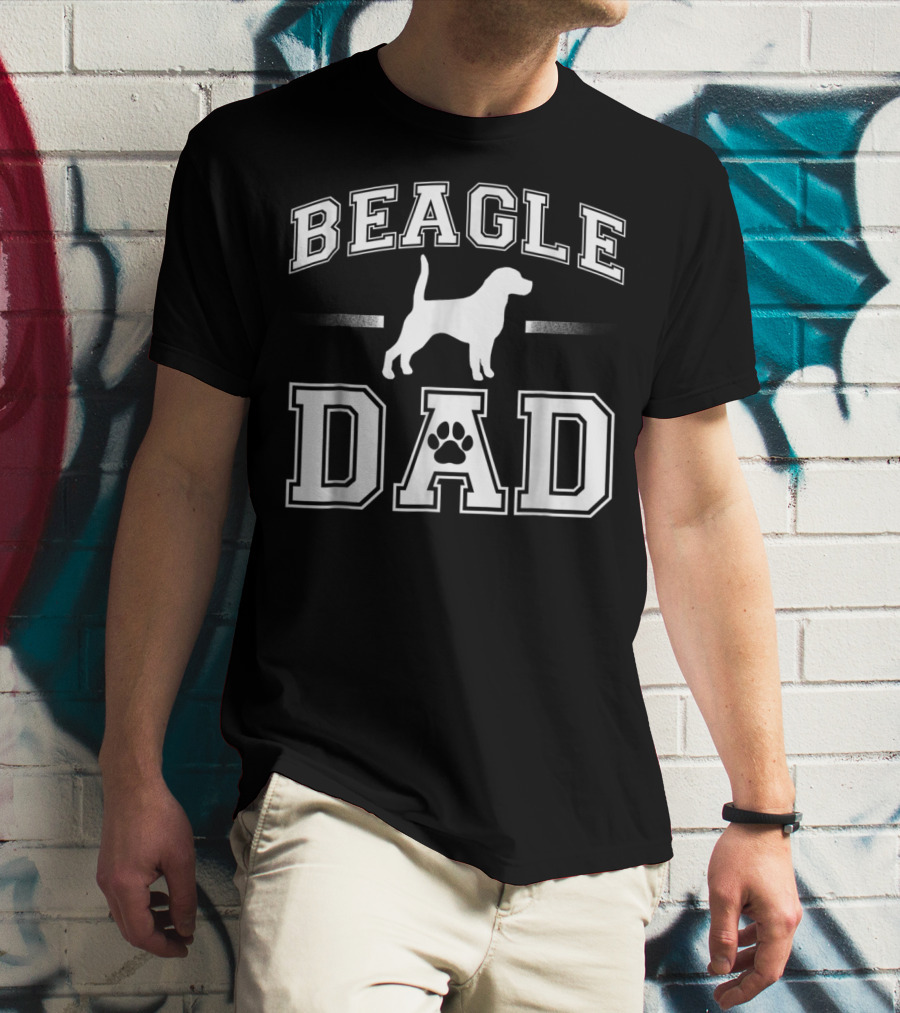 Beagle Dad Paw Print Cool Dog Dad T-Shirt