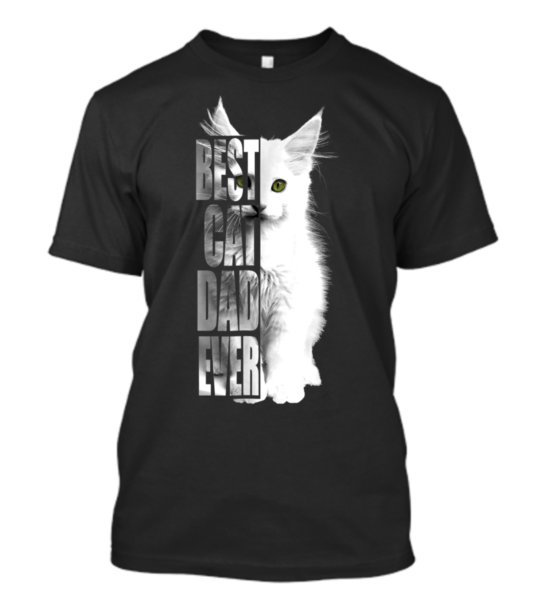 Best Cat Dad Ever White Cat T-Shirt