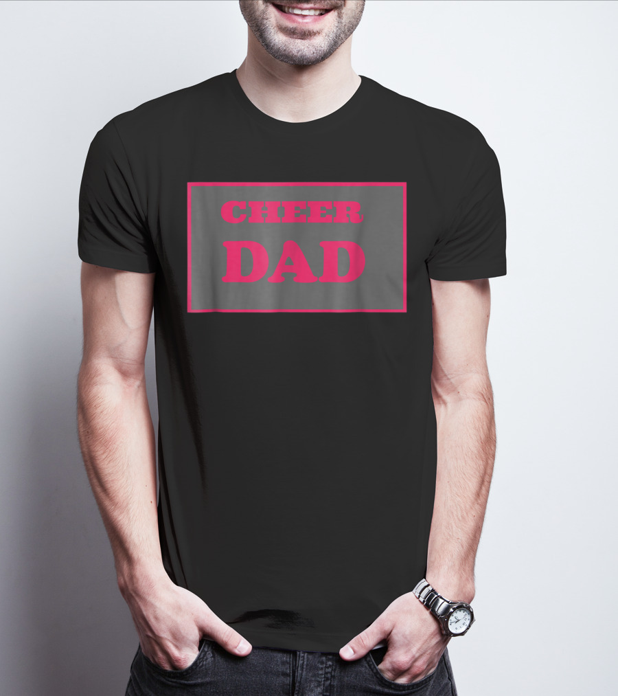 CHEER DAD Pink Block Letters T-Shirt