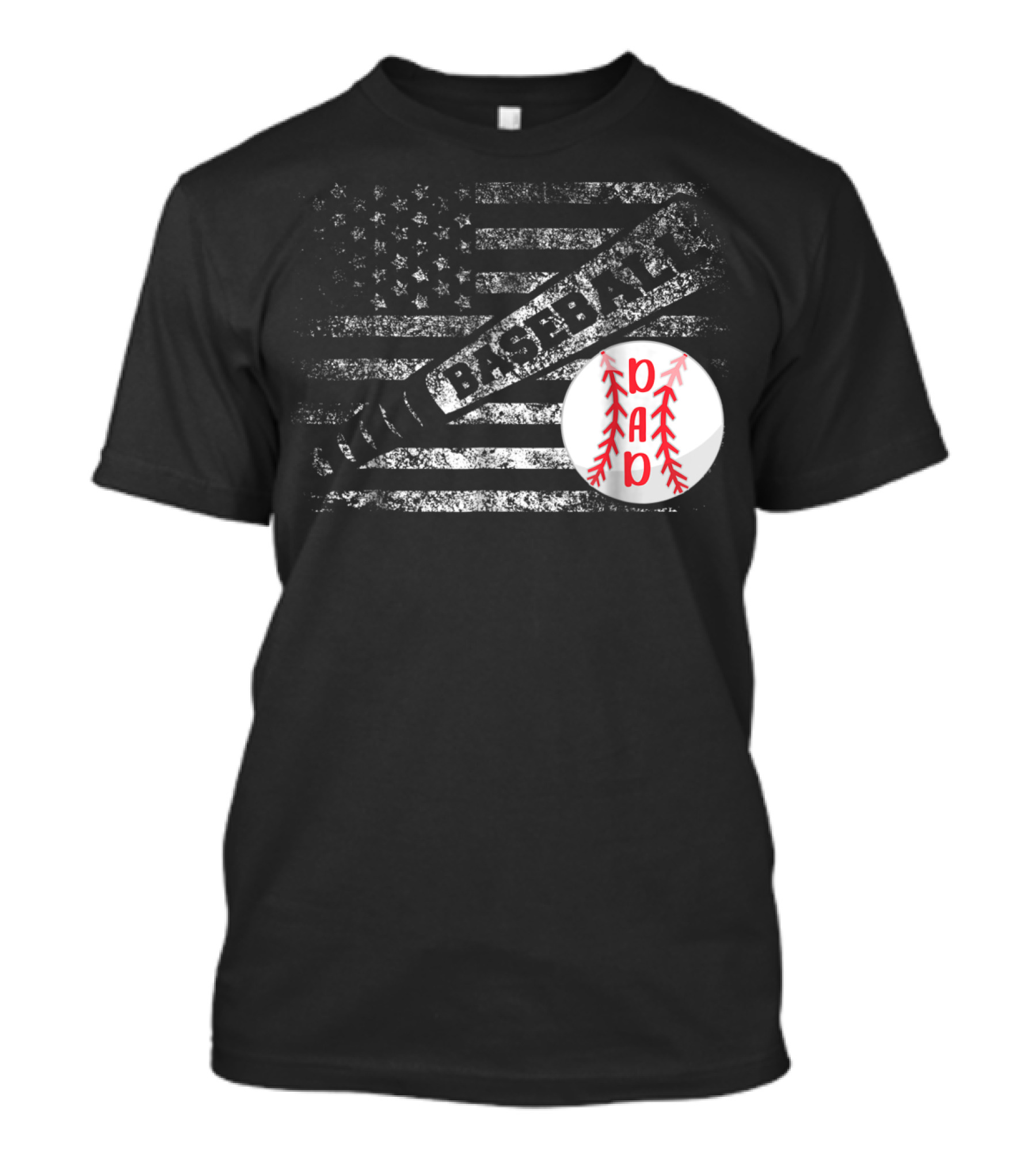 Baseball Dad American Flag With Bat And Ball T-Shirt