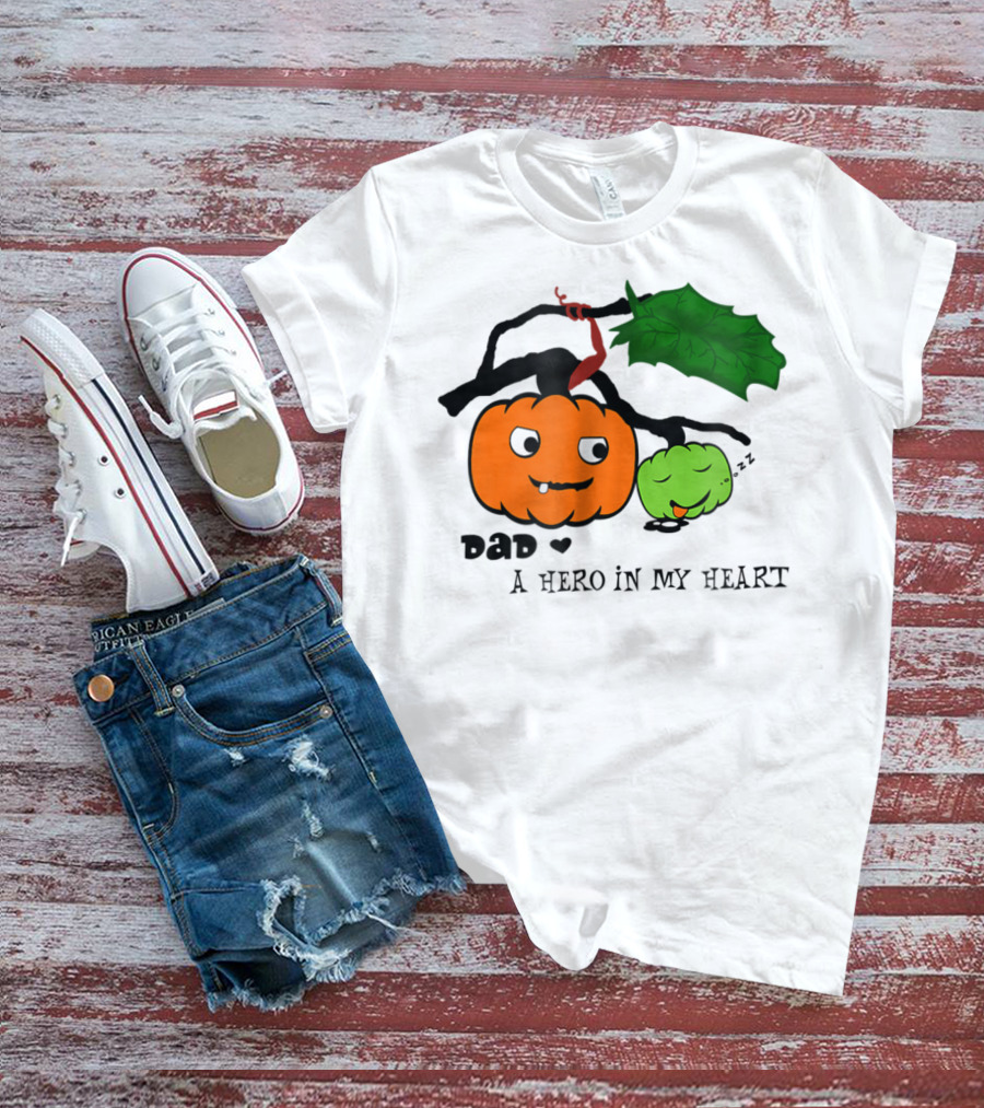 Dad A Hero In My Heart Pumpkin Halloween T-Shirt