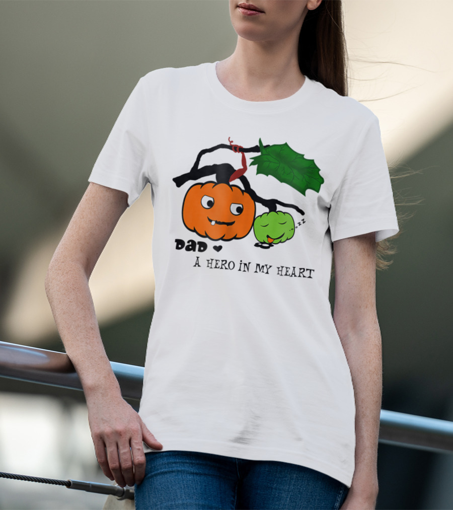 Dad A Hero In My Heart Pumpkin Halloween T-Shirt