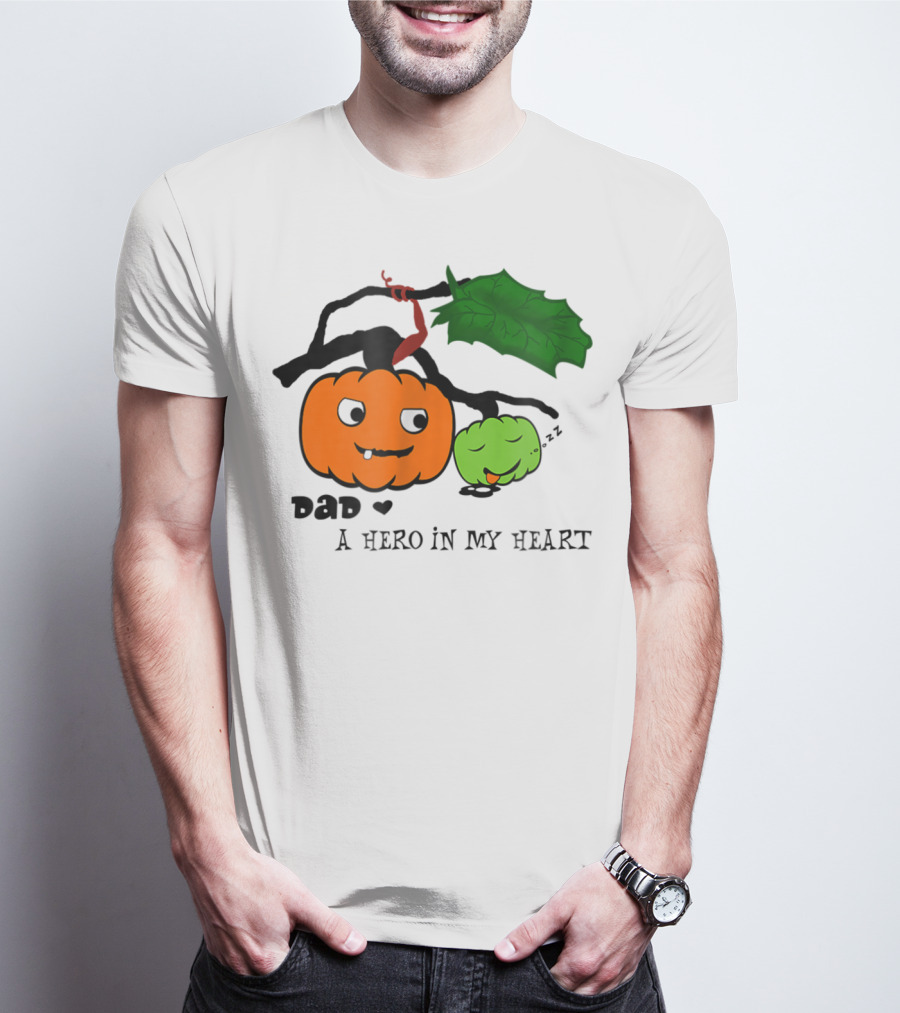 Dad A Hero In My Heart Pumpkin Halloween T-Shirt