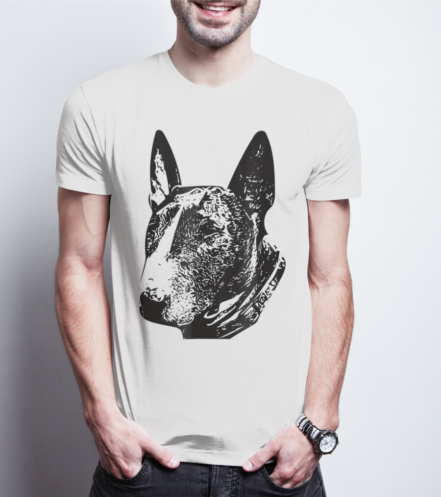 Brindle Bull Terrier Dog Mom Or Dad Head T-Shirt