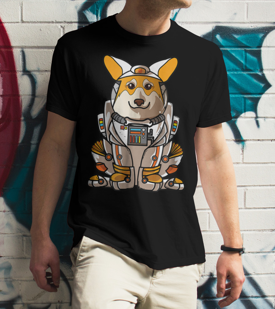 Christmas Space Welsh Corgi Astronaut Suit Dog T-Shirt