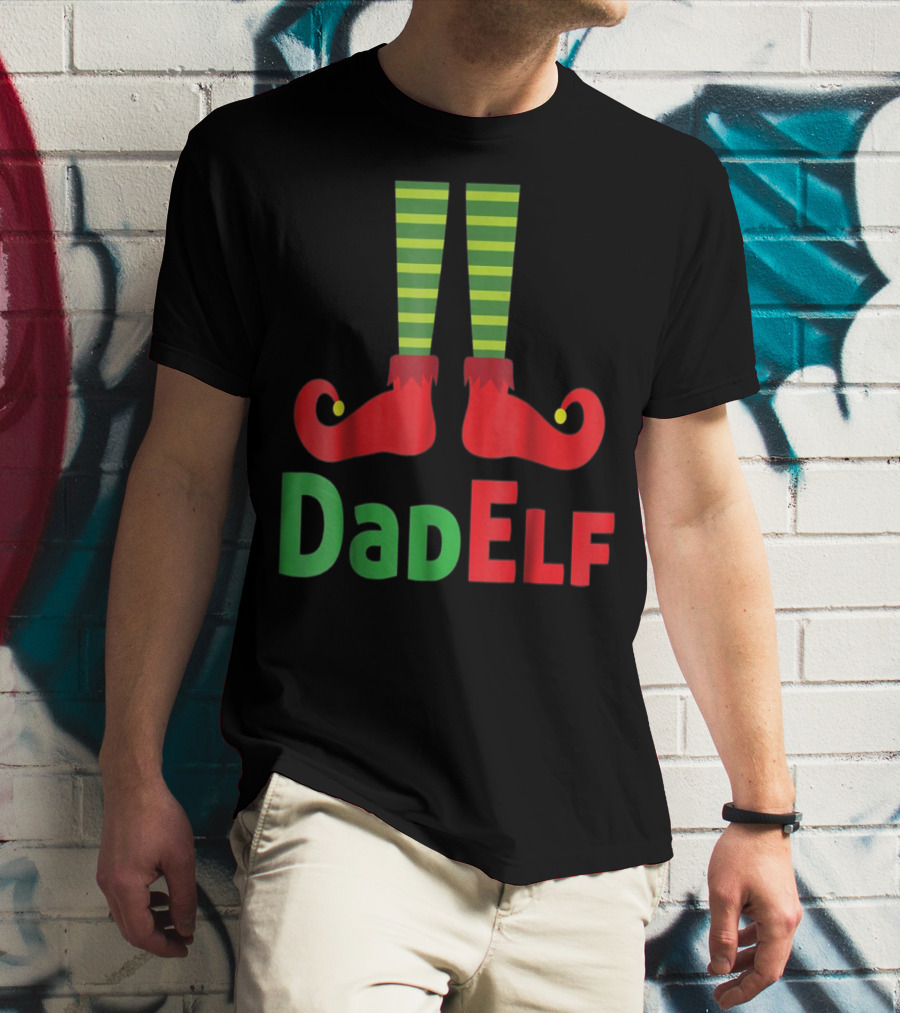 Dad Elf Christmas Family Matching Pajama Party T-Shirt