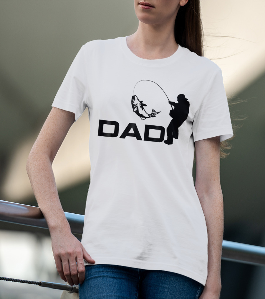 Dad Fishing Fisherman Silhouette Catching Fish 031 T-Shirt