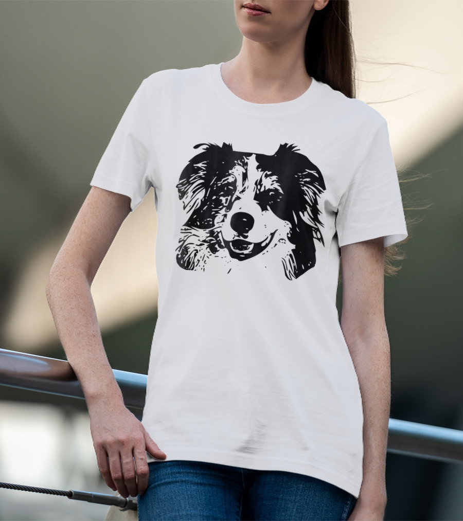 Australian Shepherd Dog Mom Or Dad Happy Face T-Shirt