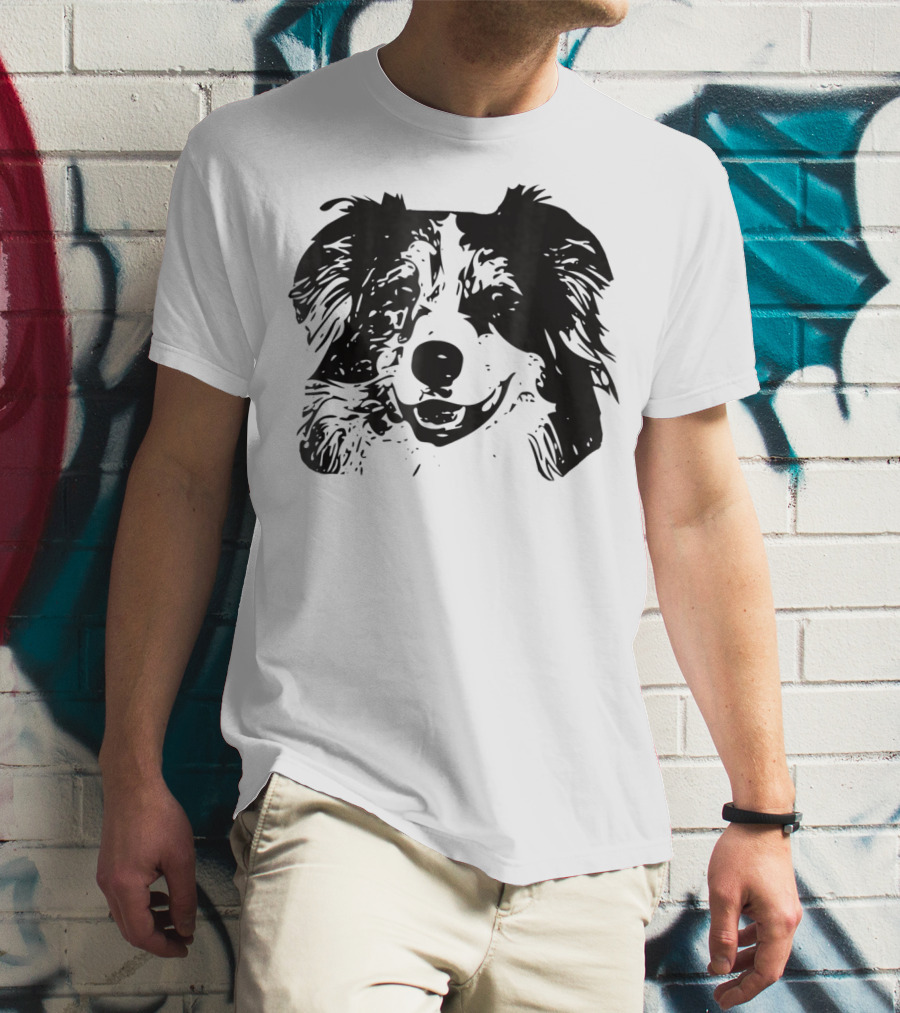 Australian Shepherd Dog Mom Or Dad Happy Face T-Shirt