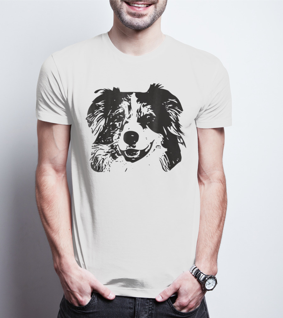 Australian Shepherd Dog Mom Or Dad Happy Face T-Shirt
