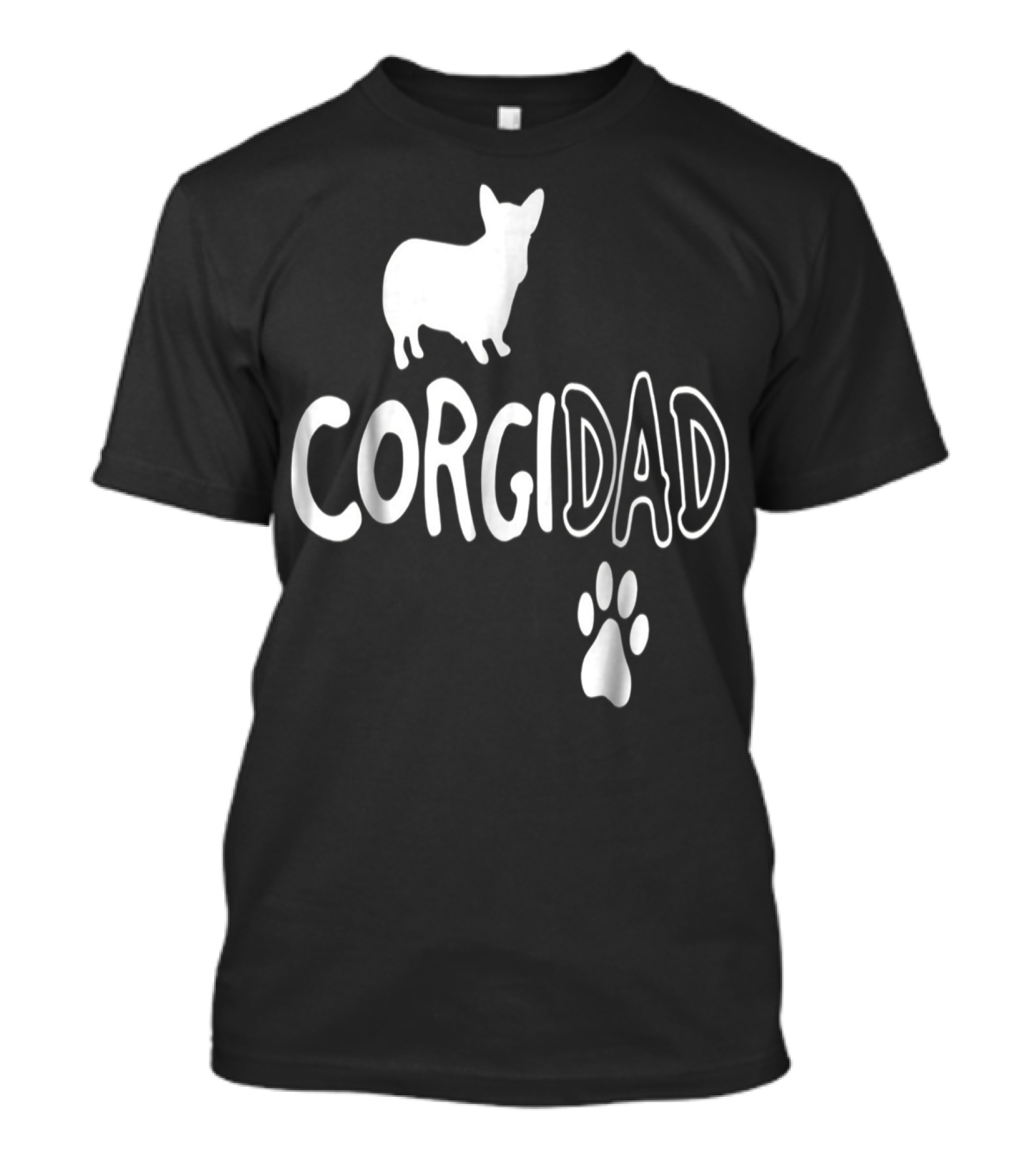 Corgi Dad Silhouette With Paw Prints T-Shirt