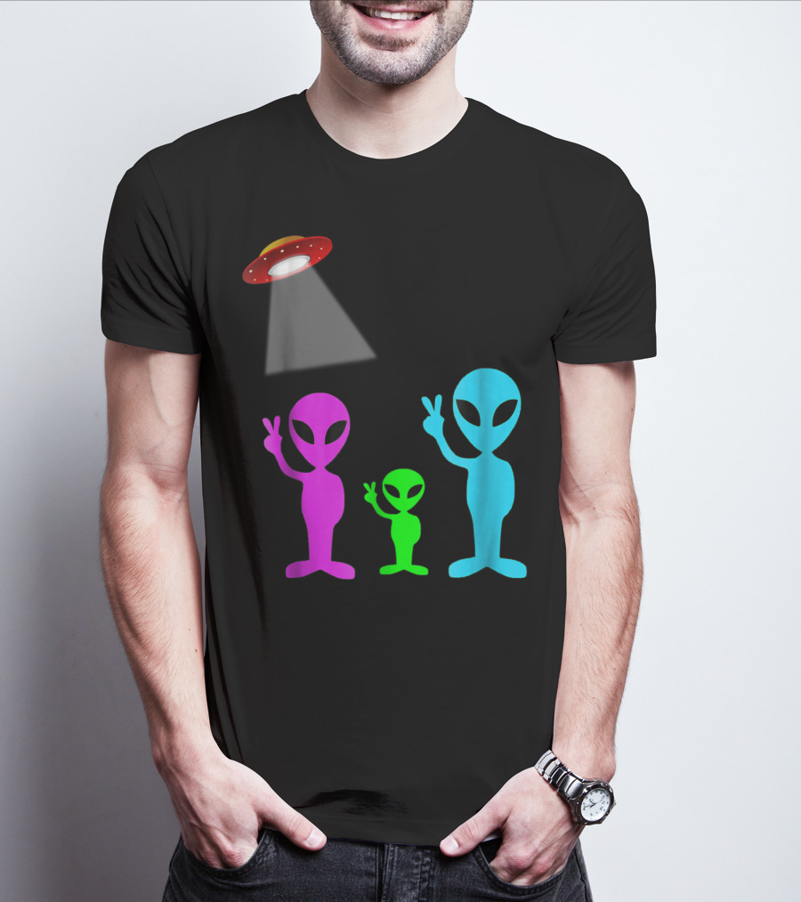Alien Visitors Fun Space Science Wear Lt88 Peaceful Encounters T-Shirt