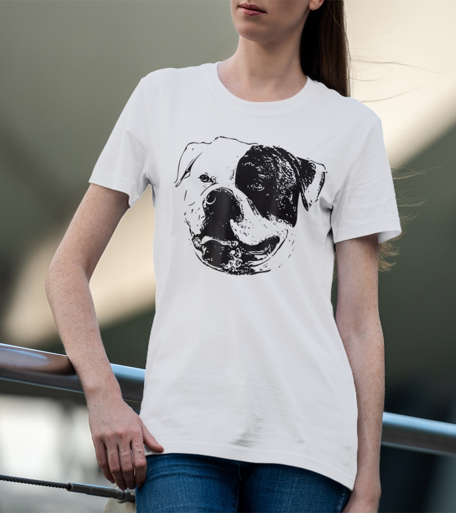 American Bulldog Dog Mom Or Dad Face T-Shirt