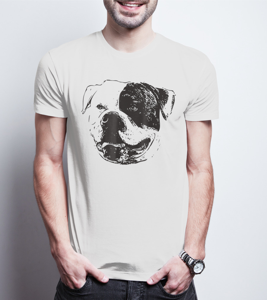 American Bulldog Dog Mom Or Dad Face T-Shirt